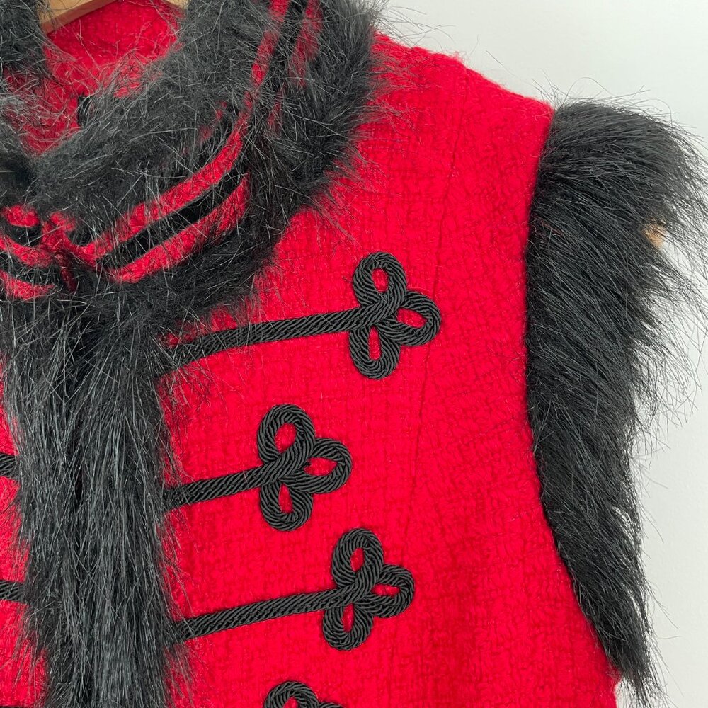 VTG Y2K Simon Chang Red Napoleon Military Nutcracker Vest Soutache Hussar Sz 10 - Picture 6 of 15